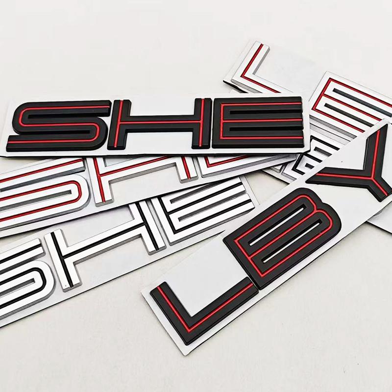 3D Metal Black Silver Red Car Sticker Letters SHELBY Logo Emblem Rear Trunk Badge For Ford Mustang SHELBY GT Auto Accessories