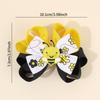 2Pcs Cartoon Bee Bow Hair Clips For Girls Cute Flower Print Color-Blocking Ribbon Hairpins Kids School Daily Trendy Accessories