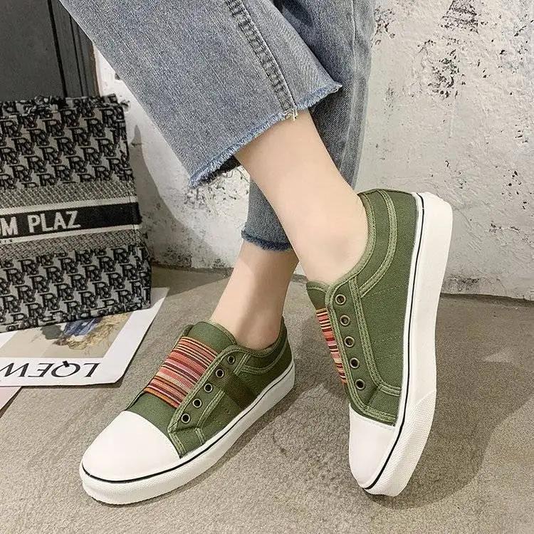 Fashion Slip On Women's Sneakers Shoes High Quality Aesthetic Korean 39 Comfortable and Elegant Casual Daily Routine Ladies Footwear