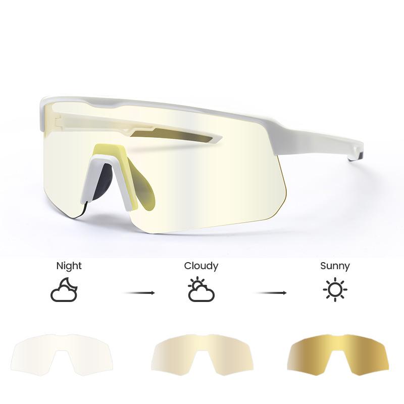Cycling Photochromic Glasses, Outdoor Bicycle Marathon Windproof Men's Goggles, Sports Glasses Suitable for Day and Night Use for Women