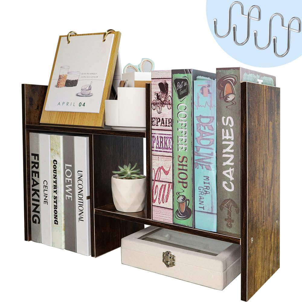 

BHCanae Desk Wooden Desktop Storage Small Item Multiple Assembly Freely Adjustable Book Small Item Office Picture Book Shelf Installation Instructions