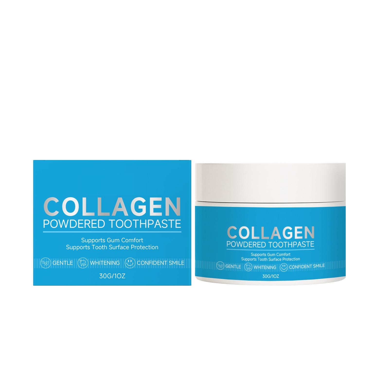 

Collagen Tooth Powder - Gentle Ingredients For Daily Cleaning Of Tooth Surface Stains And Freshening Breath білий