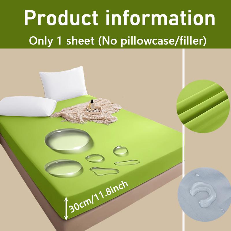 2025 Wasserdichtes Bettlaken, Weiches und Bequemes Bettzeug Spannbettlaken Einfarbig Matratzenschoner,(Ohne Kissenbezug)