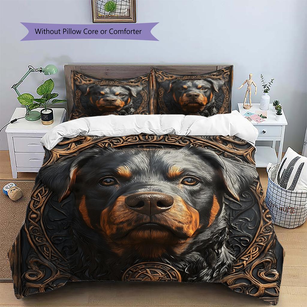 Rottweiler Pattern Bedding Home Decoration Birthday Gift (1 * duvet cover + 2 * pillowcase, without core)