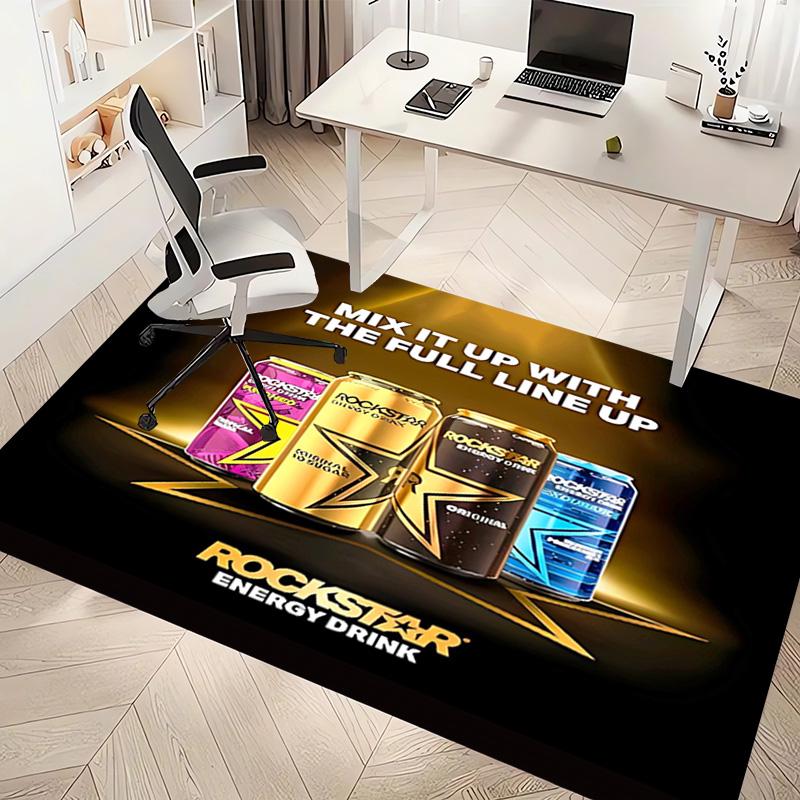 1pc Rockstar Energy Print Area Rug - Soft, Washable Non-Slip Indoor Mat, Living Room, Home Office Decorative Rug,Office Decorative