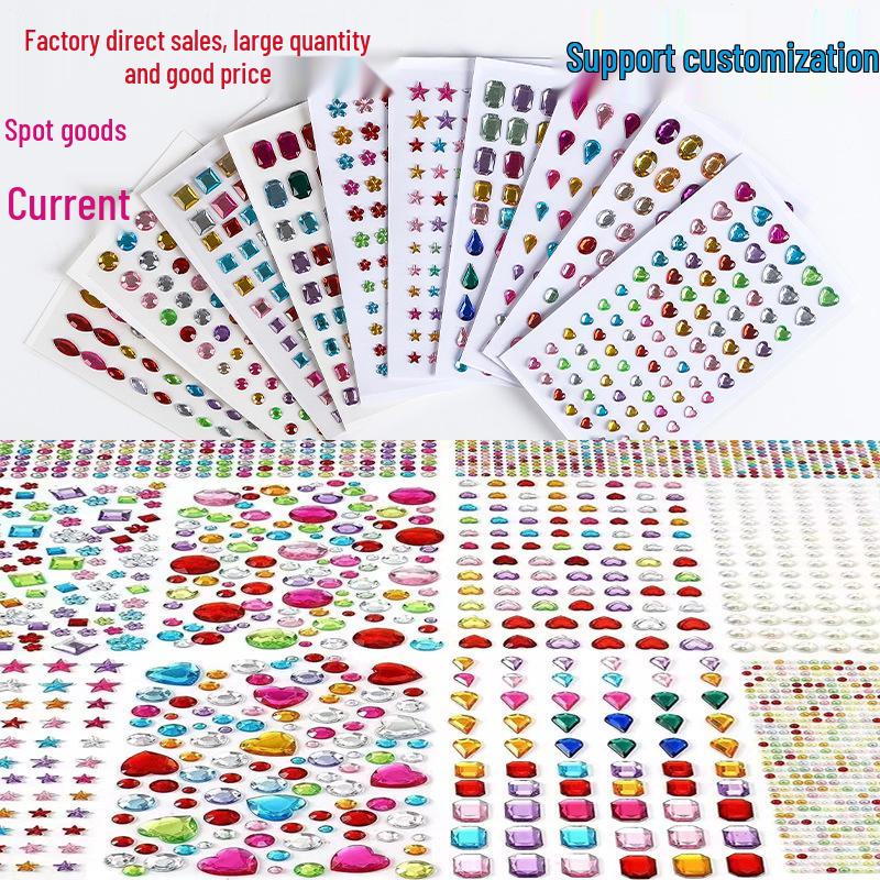 Kids' DIY 3D Acrylic Shiny Diamond Gem Crystal Stickers for Makeup & Decorations