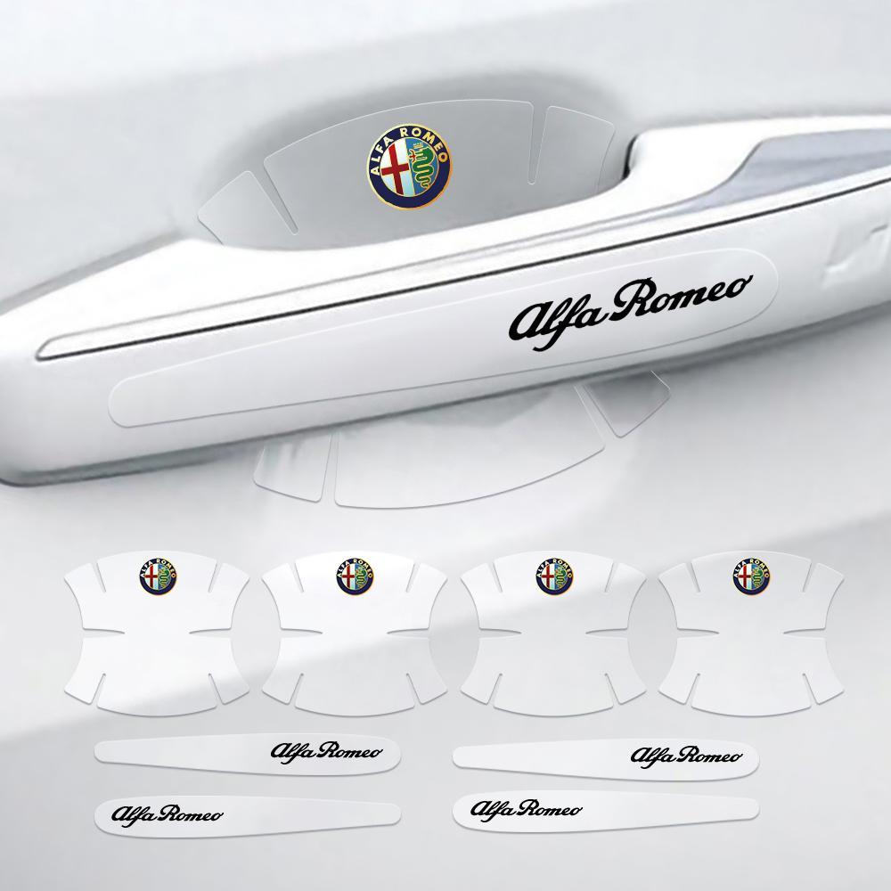 8pcs PVC Transparent Car Door Handle Protector Film Anti Scratch Stickers For Alfa Romeo Giulietta 147 Giulia Car Accessories