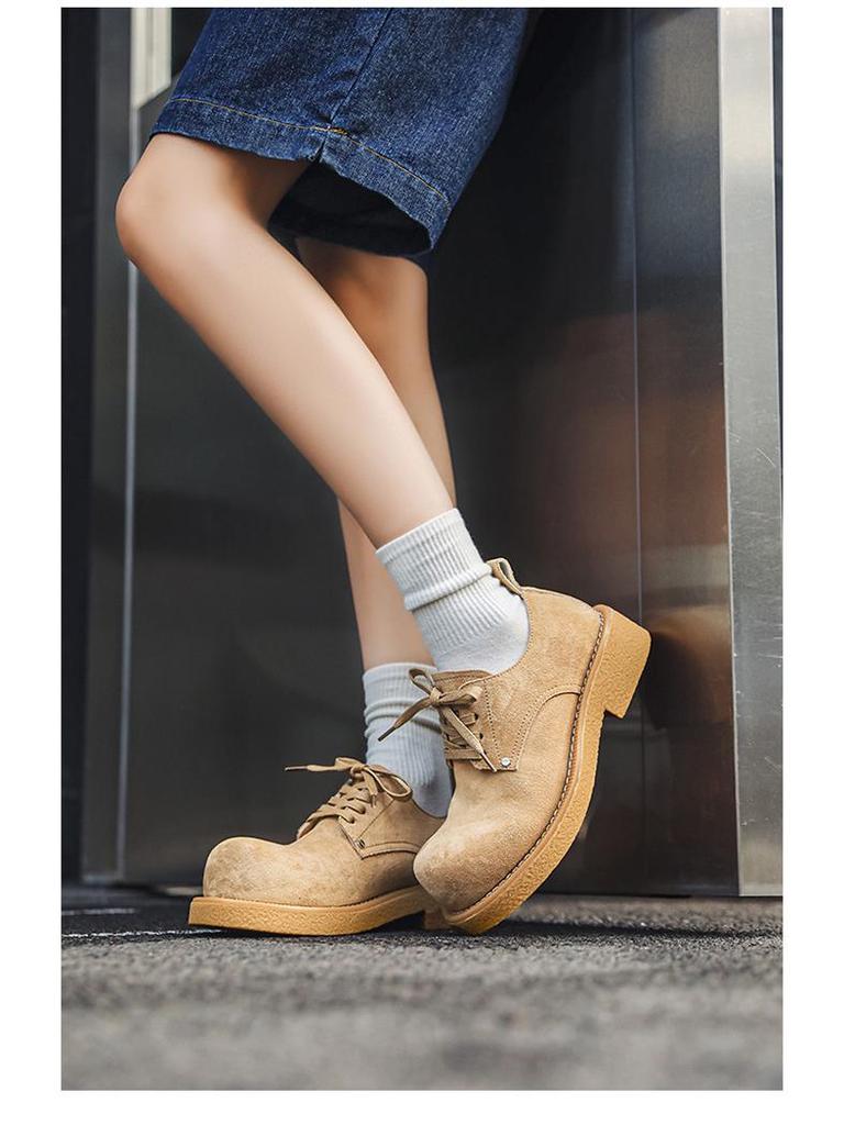 Retro Distressed Men's & Women's Round Toe Platform Derby Shoes - Autumn Collection 14411-J