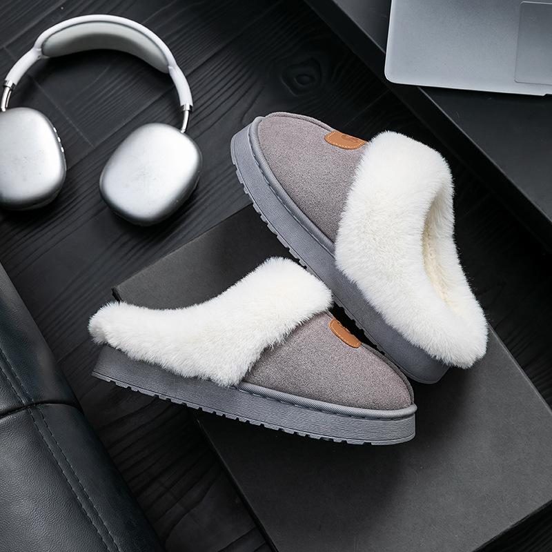 Winter plush cotton slippers indoor home thick bottom non-slip plush warm fashion versatile cotton mop