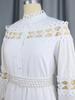 Chic Women Hollow Out Lace Splice Mock Neck Long Sleeve A Line Midi Dress with Belt Casual Party Club Outfits Plus Size