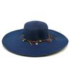 Ladies' Summer Straw Hat 13CM Large Brimmed Beach Hat Sunshade Hat Outdoor Beach Travel Hat Foldable