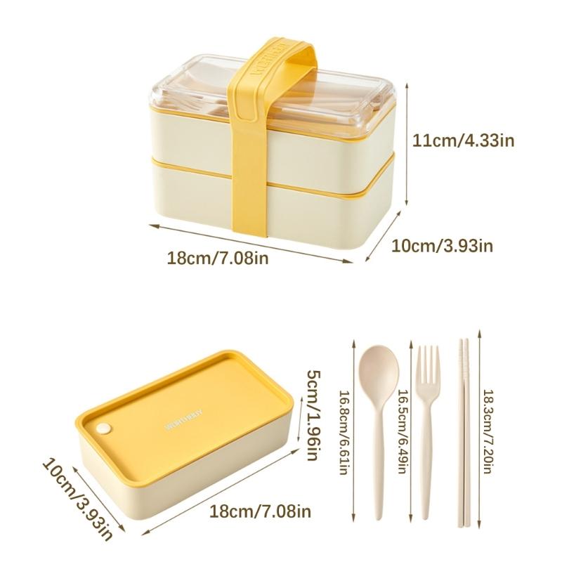 Plastic Bentos Container Leakproof Seal Compartmentalized Design Lunch Box Utensils Included for School Office Use