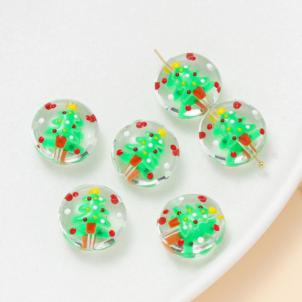 1pcs/Lot Glass Beads Christmas Elements Round Loose Spacer Beads for DIY Jewelry Making Pendant Necklace Bracelets Accessories