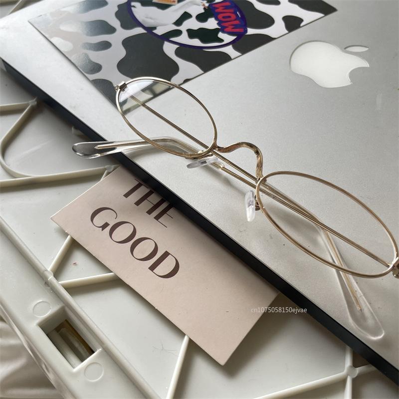 Oval Small Frame Anti Blue Light Sunglasses for Women Men Unisex Korean Gold Silver Color Eyewear Anti Blue Light Glasses
