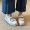 Retro Straw Woven Thick-soled Heightening Fisherman Shoes Women's Round Head Shallow Mouth Word with Bow Bag Head Sandals