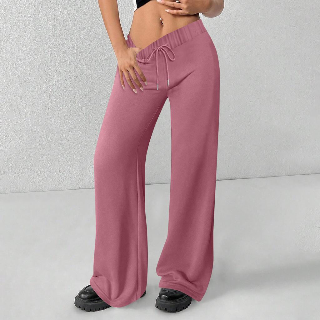 Dámské tepláky s vysokým pasem a širokými nohavicemi, ležérní jogger kalhoty