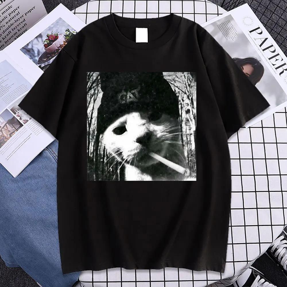 

Funny smoking Cat meme t - shirt mode féminine kawaii Vintage t - shirt à motif en coton Casual t - shirt à manches courtes 4XL