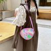 Trendy Shimmering Heart Kids Crossbody Bag In Soft Pink And Rainbow Colors
