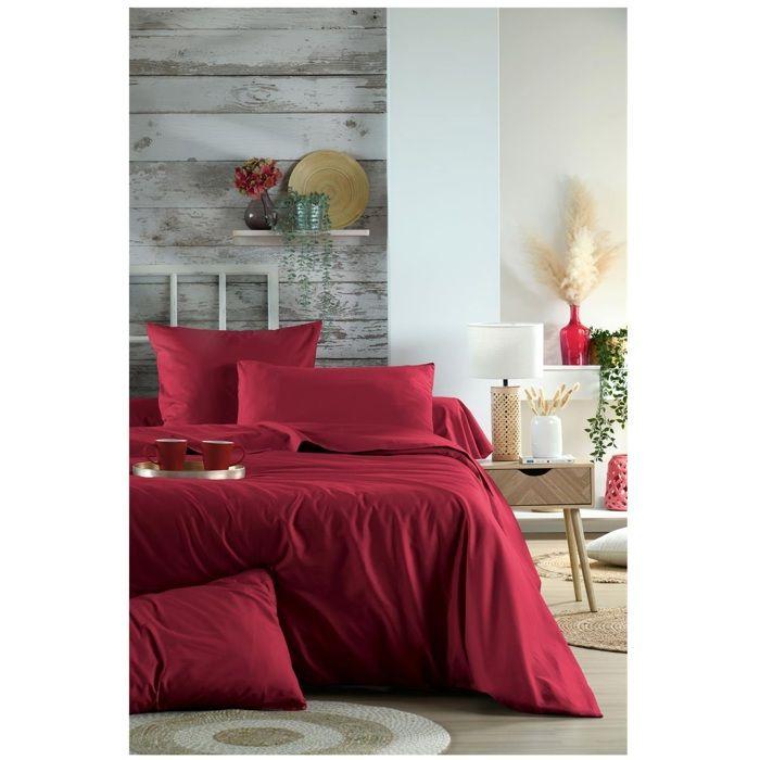 1 Taie d'oreiller percale de coton uni 63 x 63 cm Elysee rouge