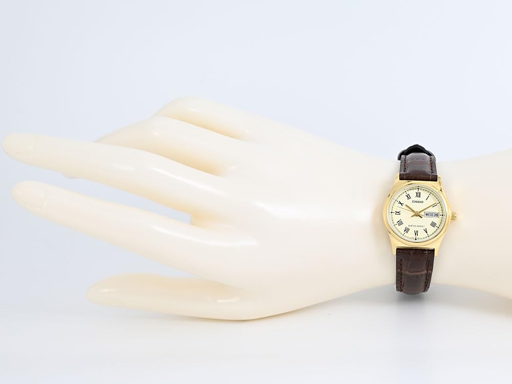 CASIO Analog Quartz STANDARD Gold Ivory Leather Brown LTP-V006GL-9B