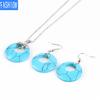 Damen Naturstein Hohl Konzentrisch Rund Set Blume Grün Weiß Kristall Tigerauge Stein Ohrring Halskette Set