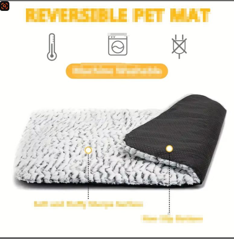 Self-Heating Berber Fleece Striped Cloth Pet Heating Blanket Warm Dog Kennel Supplies with Removable Bed for Dogs and Cats