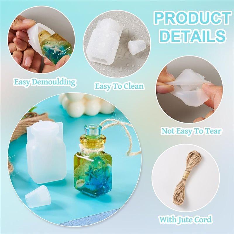 AS60-Wishing Bottle Silicone Molds Drift Bottle Resin Quicksand Container With Cord For DIY Keychain Pendant Crafts Candle