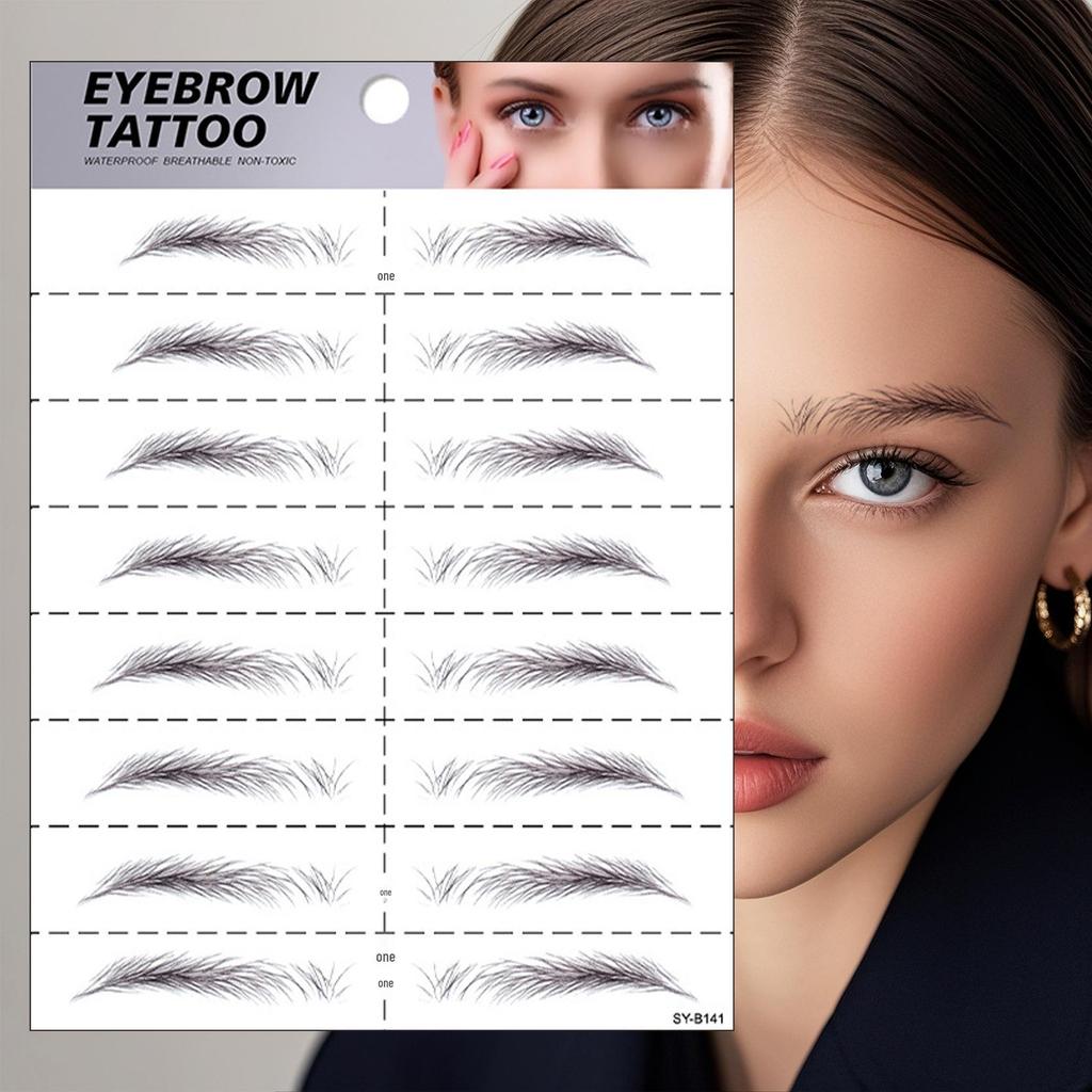In Stock: 6D Waterproof Eyebrow Tattoo Stickers - Black/Brown Microblading Simulation