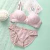 Lace Back Closure Bra and Panties Set Women Sexy Lingerie Set Wireless Push Up Bralette Soft Embroidery Underwear