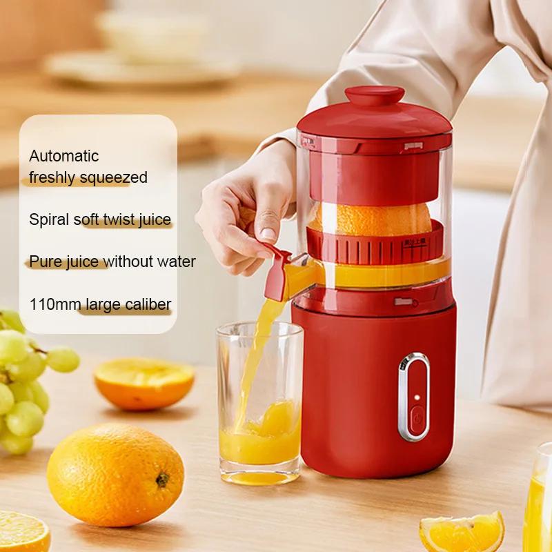 

Портативная соковыжималка большого калибра, экстрактор апельсина и лимона, отделение шлака, автоматическое спиральное замешивание, медленный выталкиватель, перезаряжаемый красный