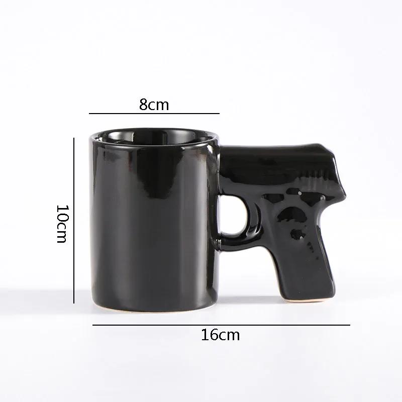 Creative Pistol Ceramic Mug Personality Handle Coffee Mug Household Breakfast Cup Juice Cup Milk Cup Couple Cups Tea Cups