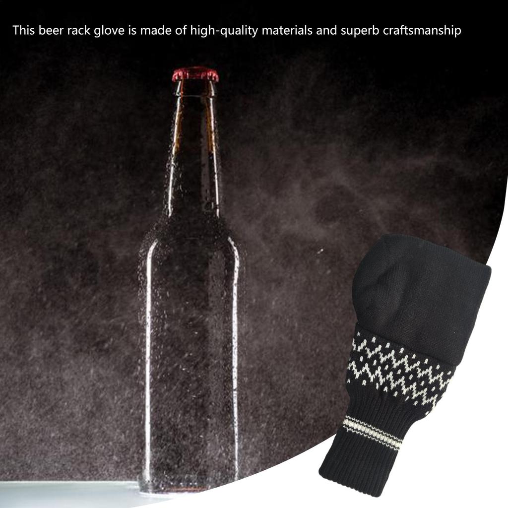 Beer Mittens Gloves Fingerless Insulating Knit Mitt For Cold Drinks Comfortable Striped Beer Bottle Mittens Left & Right Hand