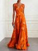 2026 Tulip Print Sleeveless V-Neck Long Evening Dress for Women