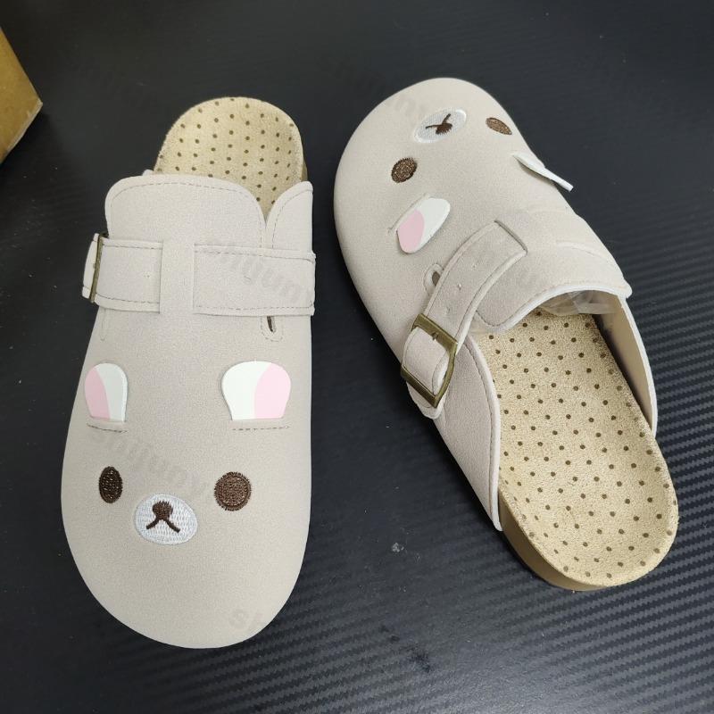 Fashion Women's Shoes Fashion Comfortable 2025 New Retro Thick Soled Boken Shoes Outdoor Casual Shoes Cute Little Bear Half Drag Flats