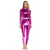 Shiny Metallic Alien Costume for Women Spandex Full Body Catsuit Robot Halloween Outfit