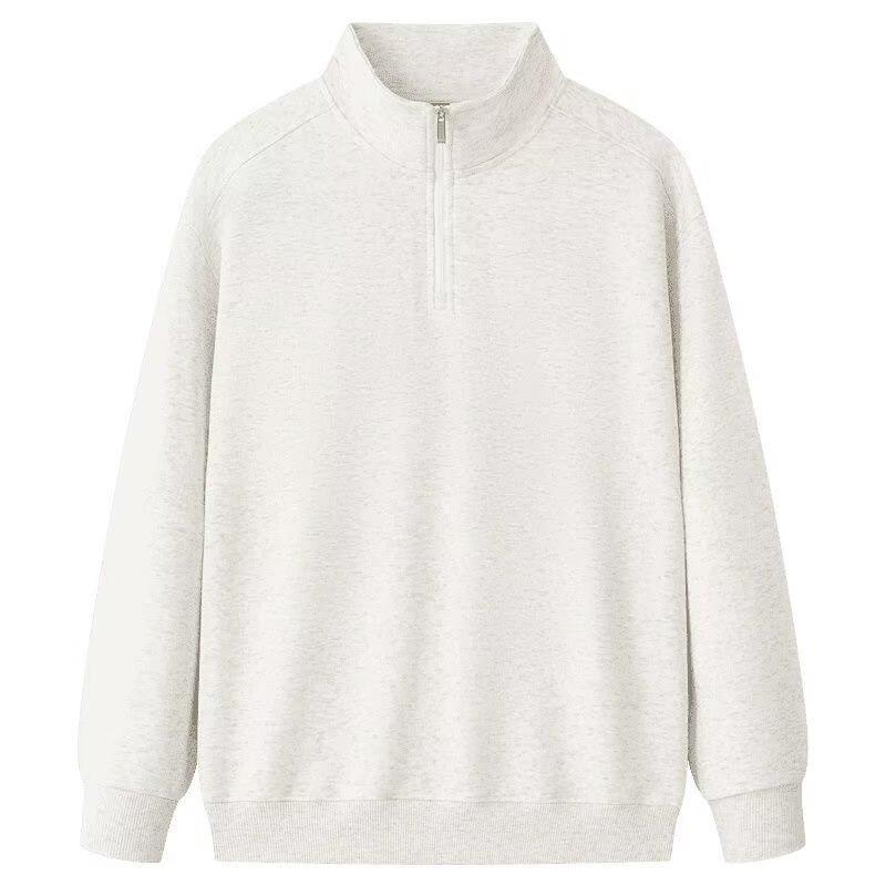 Korean Style American Half-Zip Stand Collar Hoodie - Trendy, Loose, Casual Pullover for Spring and Autumn