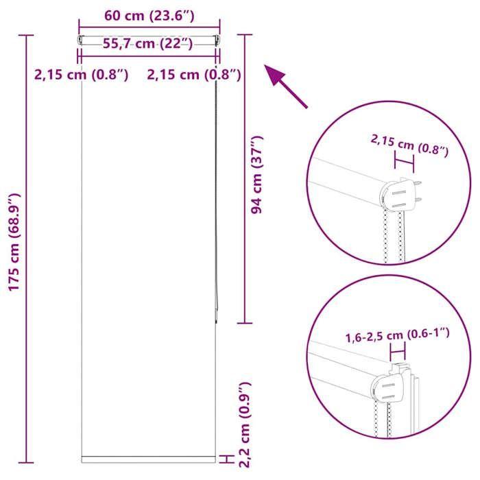 VidaXL Store enrouleur occultant largeur du tissu 55,7 cm polyester, store de jour et de nuit, store de cuisine, store 4011926