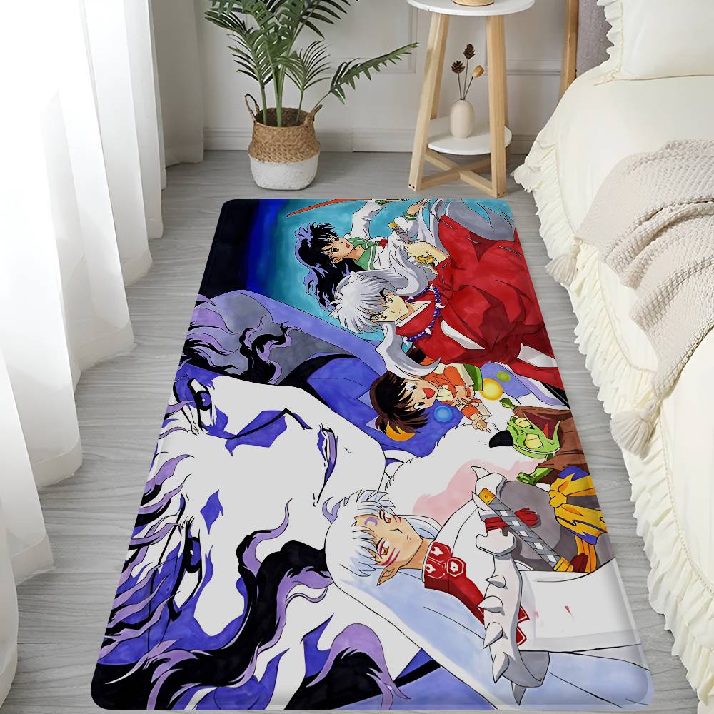 Japanese Anime Inuyasha Hallway Carpet Washable Non-Slip Living Room Sofa Chairs Area Mat Kitchen Doormat Area Rug