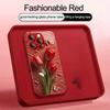 Gentle Wind Powder Tulip Mobile Phone Case iPhone14/15ProMax Light and Thin Bare Metal Feel Protective Case