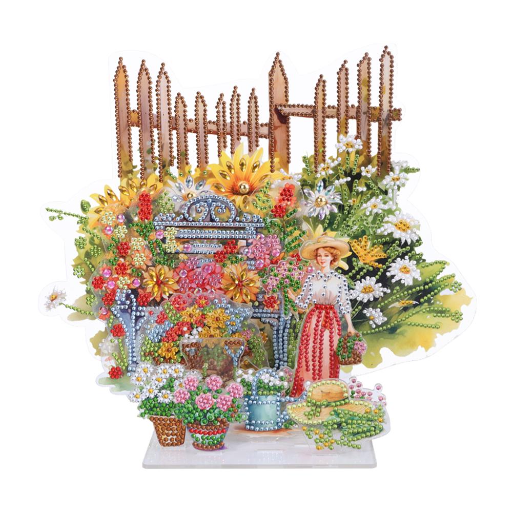 Acrylic Flower Table Top Diamond Painting Ornament Kits 5D DIY Diamond Art Tabletop Decorations DIY for Xmas Table Office Home