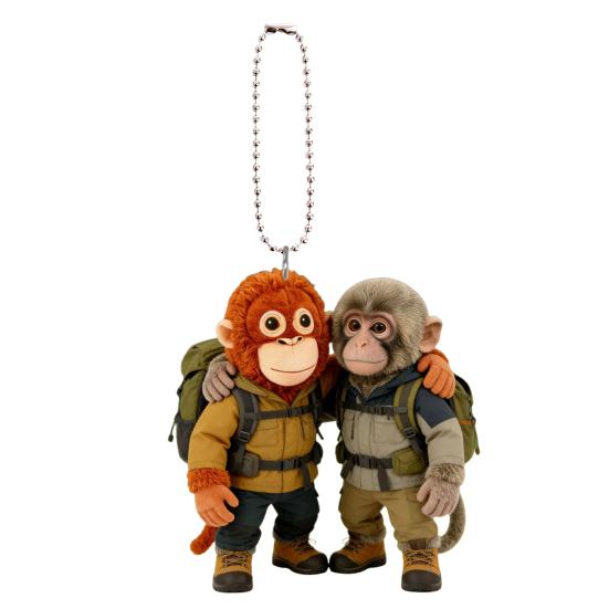 Monkey Keychain Cute Baby Monkey Acrylic Charm 2D Monkey Holding Plush Toy Hanging Pendant for Backpack Purse Car 1