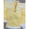 Women's Yellow Faux Two-Piece Slim-Fit Camisole Vest with Chest Pads – Sleeveless, Stylish Summer Top for Outerwear or Innerwear