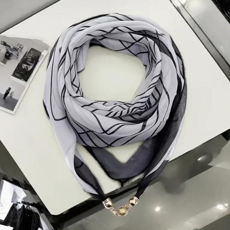 Warm Square Scarf Magnetic Buckle Triangular Silk Scarf Cotton Scarf Women's Spring Autumn and Winter Fashion Scarf