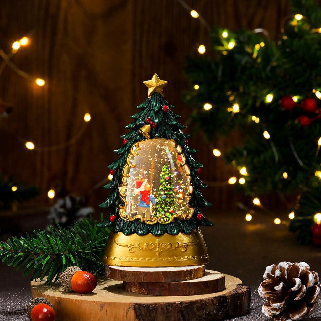 Lampada Candela Luminosa Albero di Natale Dipinto - Regalo per Bambini e Decorazione da Tavolo