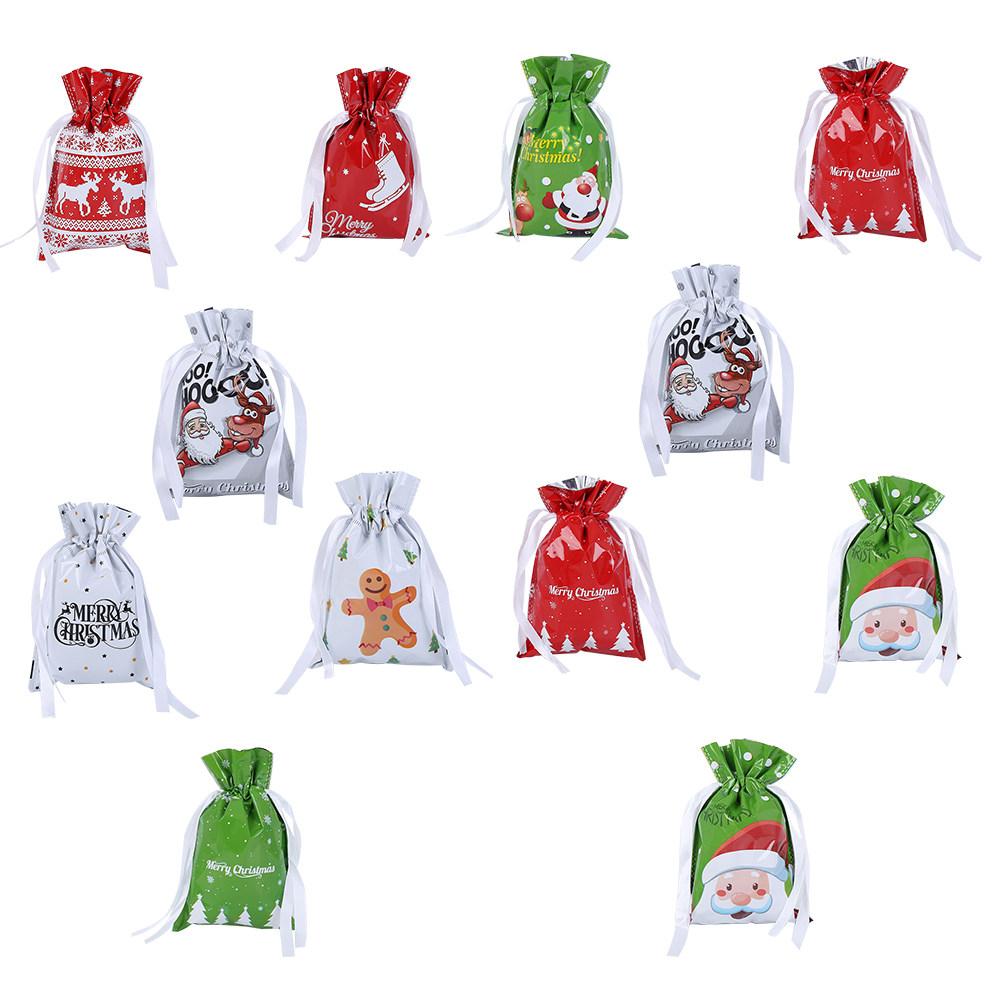 

12Pcs Gift Christmas Plastic Drawstring C y Wrapping Drawstring Bags Bags Xmas Gift Containers Storage Pouches other