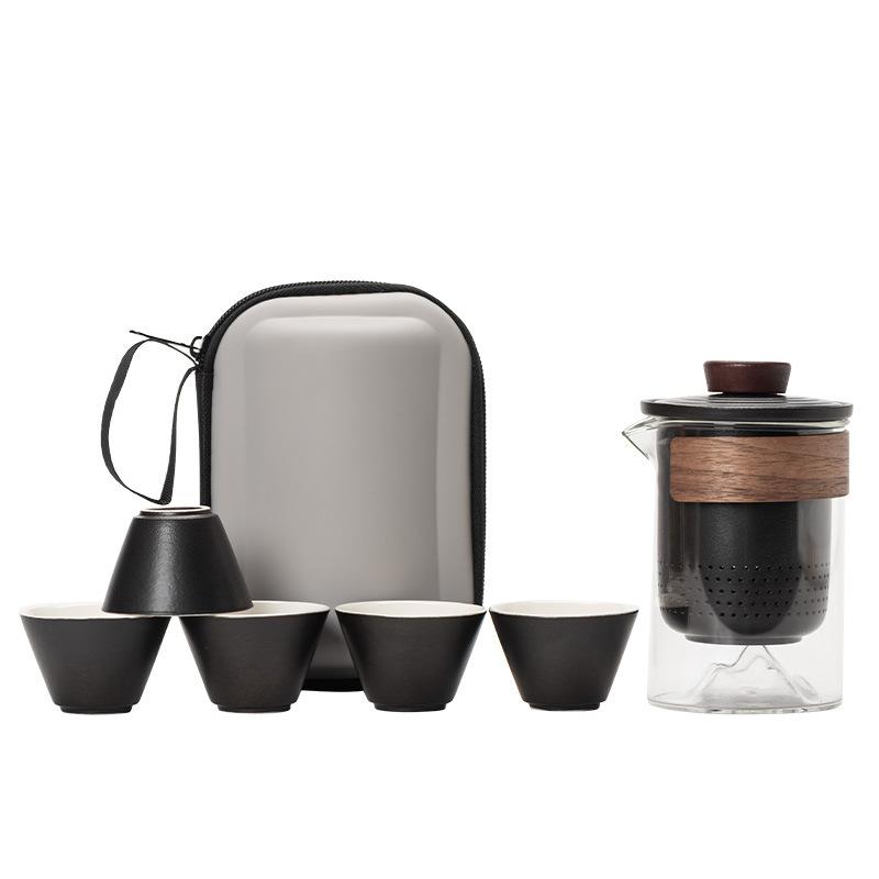 High-end travel tea set Portable anti-scalding hand grab glass teapot Kuaike cup Kung Fu souvenir business gift