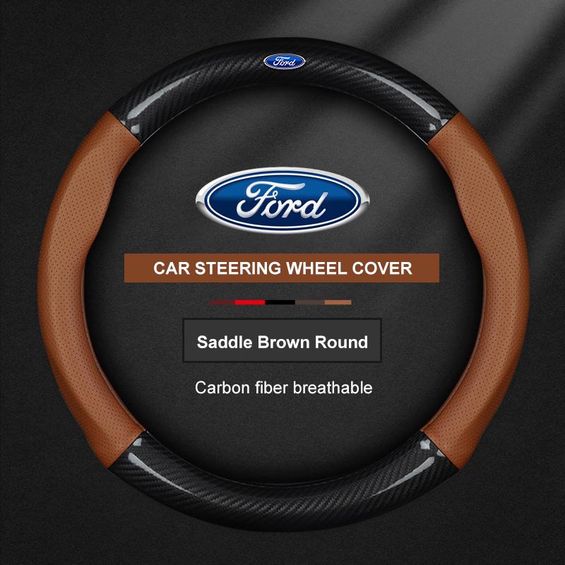 lcqg2 Car Carbon Fiber Ventilate Steering Wheel Cover Ford ST Mondeo F150 Fusion Mustang EXPLORER ESCAPE EDGE Fiesta Focus Kuga Ranger