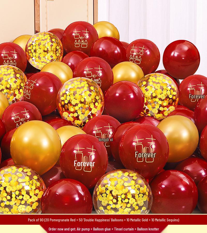 Red Wedding Balloons: Romantic Bedroom & Living Room Decor, Photo Props, Wedding Scene Setup