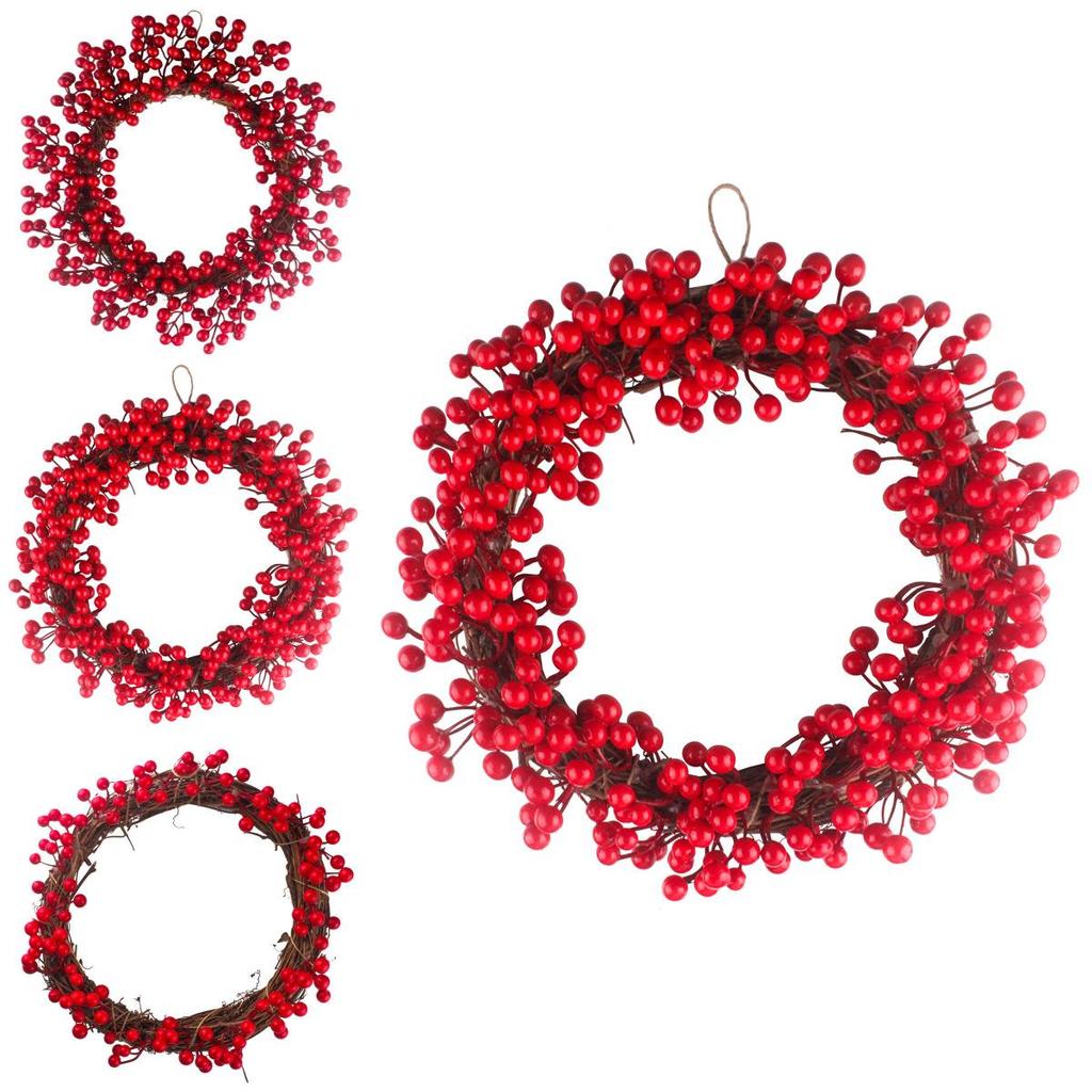 Prachtige Rode Bes Decoratieve Krans Voor Kerst Feestelijke Huisdecoratie 30cm 35cm 40cm