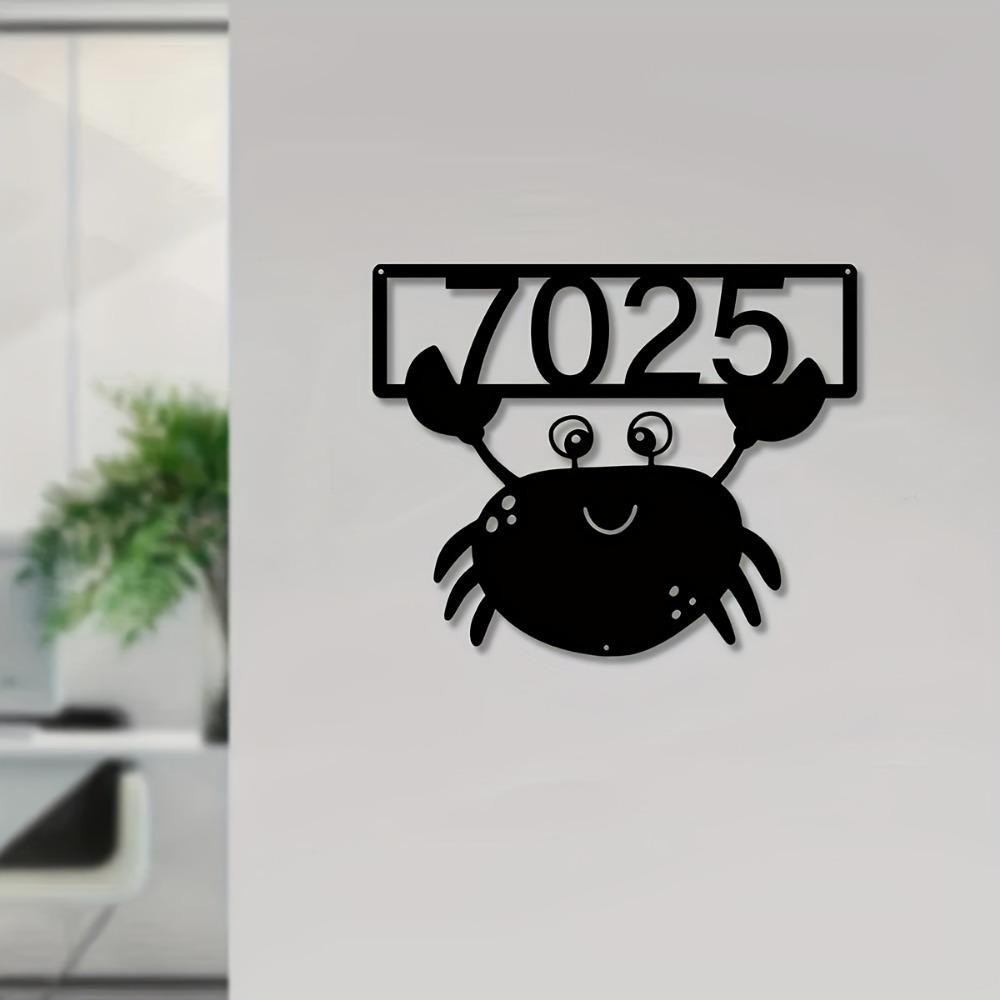 Metal Crab Wall Decor Handmade Custom Address Sign Outdoor Gift
